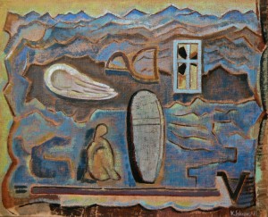 Der Ausflug (Atoll), 1995, Öl/Leinwand, 78x85 cm