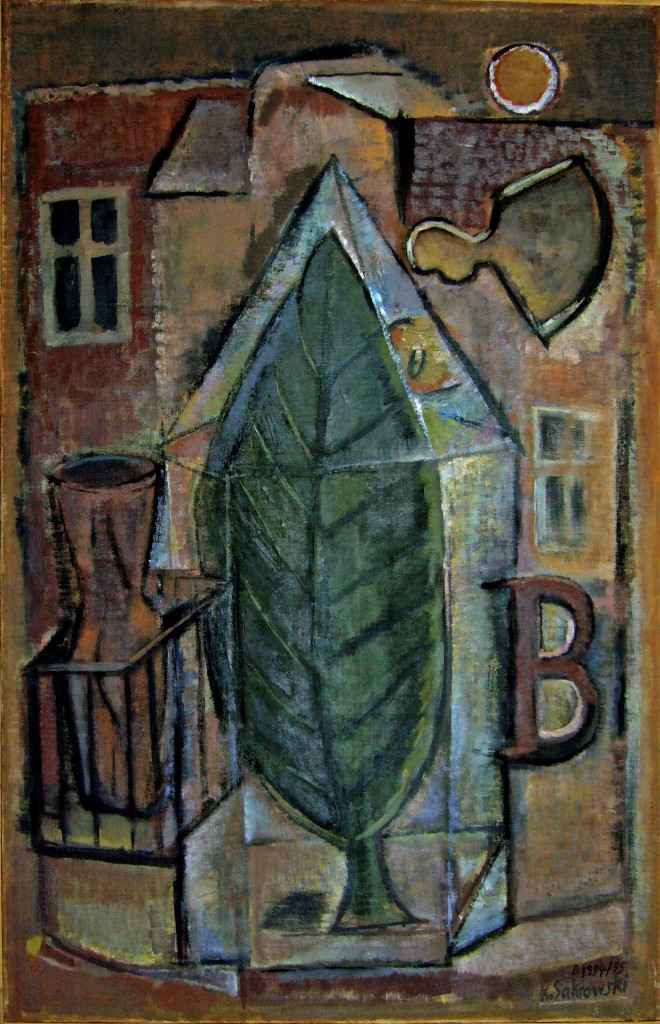 Blattgehäuse B, 1994/95, Öl/Leinwand, 100x65 cm