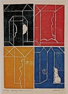 Erinnerungsblatt, 1989, Farbholzschnitt, 88x63 cm