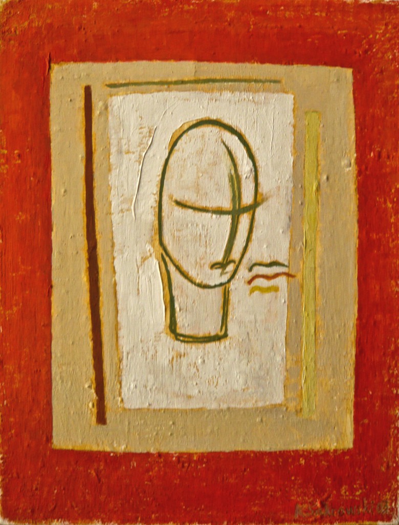 K.S., 2003, Komposition L, (Lächeln),  Öl auf Leinen, 32x25