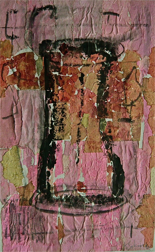 -Gefäß-, K.S., 2000,Collage auf grauem Karton 49x37,5 cm