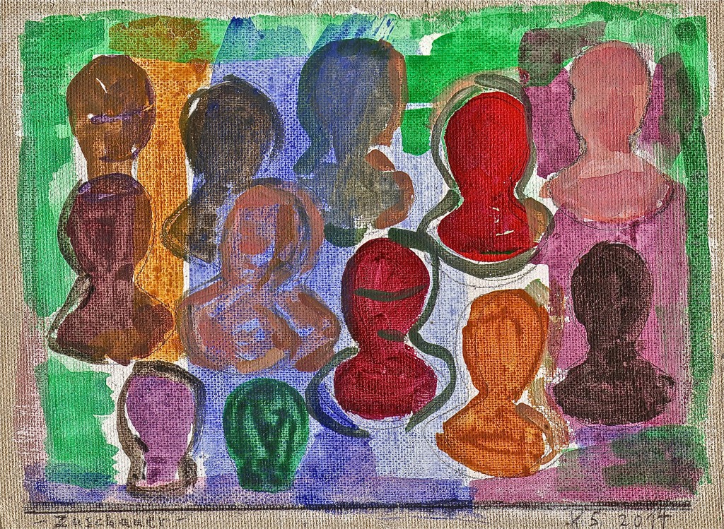 Im Farbgarten, K.S., 2014, Entwurf, Acryl auf Mal-Karton, 15x20