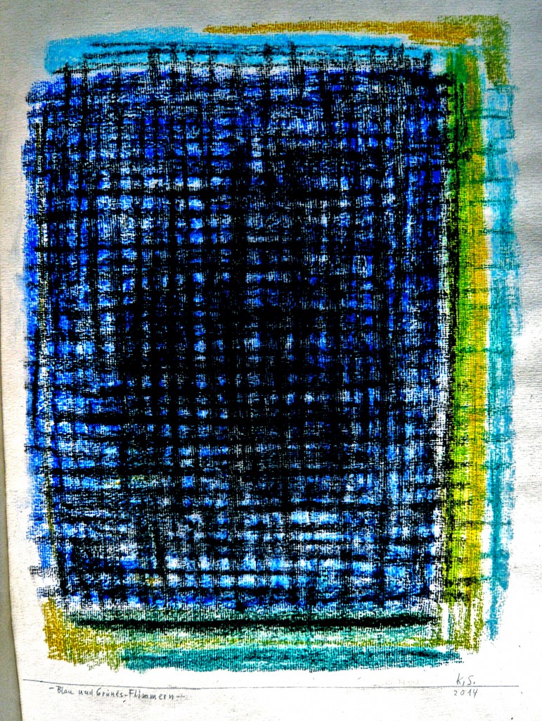 K.S.,2014, Tageblatt, Zeichnung, Abreibung/Pastell, 47x37 cm