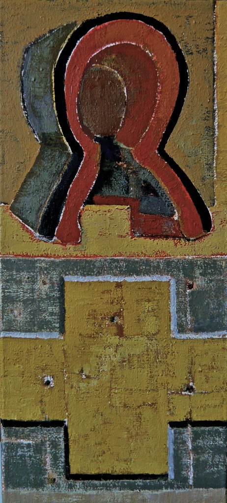 K.S., 2013, Öl auf Leinwand, Zwei von Fünf Bildzeichen, 50x23 cm
