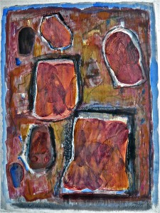 K.S., 1995, Collage und Mischtechnik auf Aquarellkarton, 39,6x40 cm