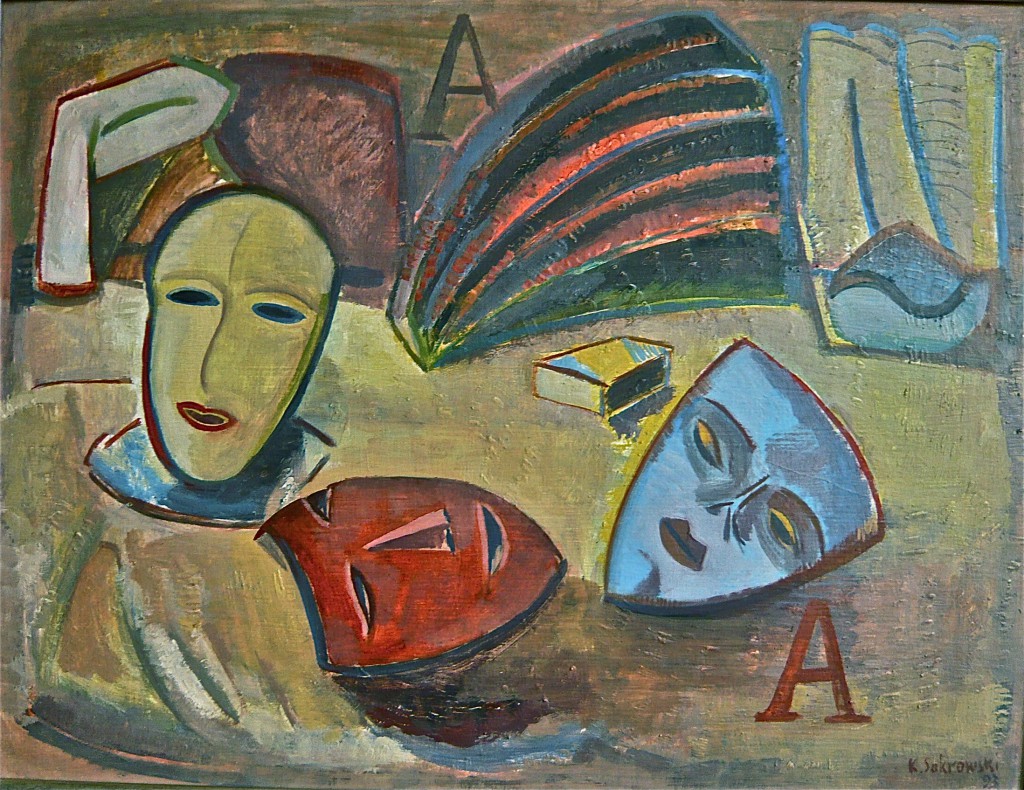 K.S.,1993,Hinter der Bühne (Aschermittwoch), ÖL auf Hartfasertafel,48x62 cm
