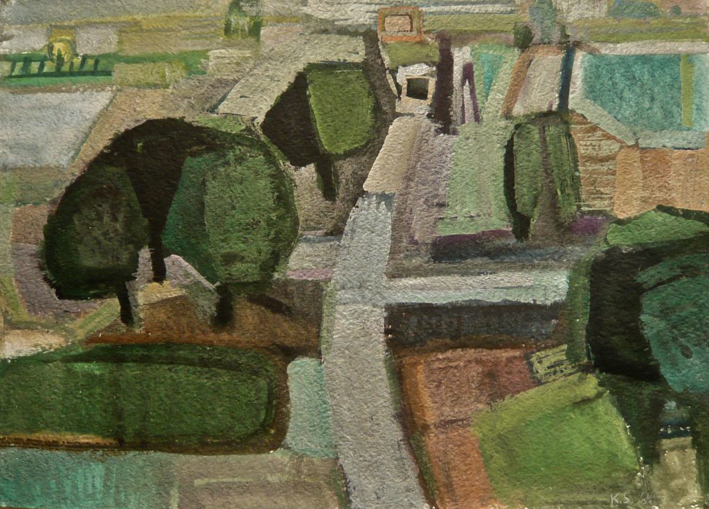 K.S.,1986, Gouache-Malerei auf Karton,36,5x51