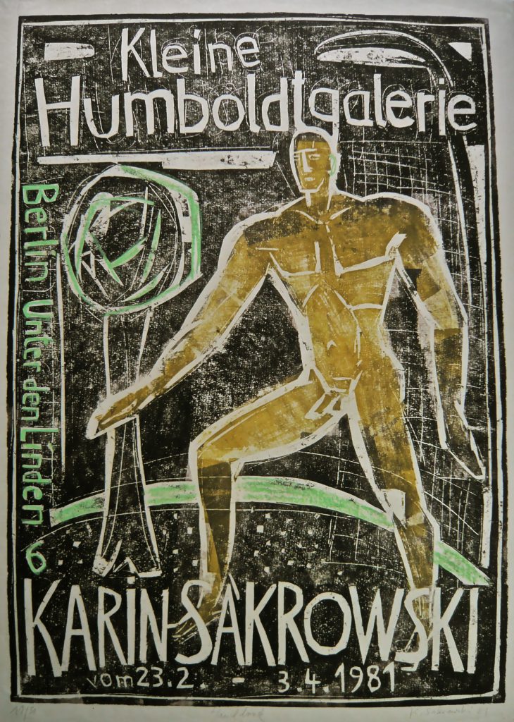 K.S.,1981, Ausstellungsplakat, Handdruck, Materialschnitt, 64x56cm