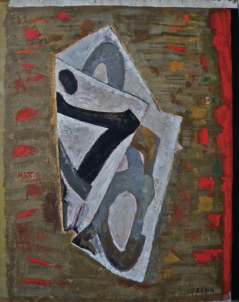 K.S., 2016,-Faltung-, Öl auf Leinwand, 70x55 cm 